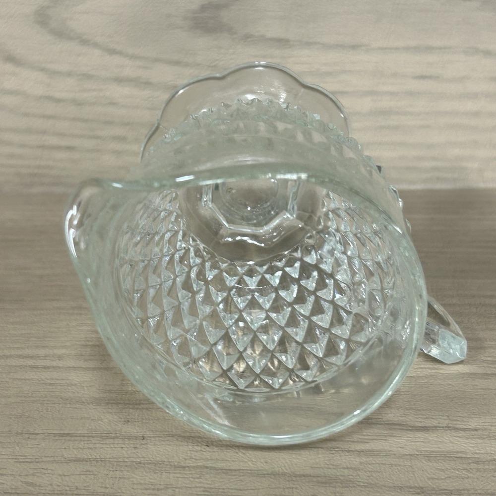 Vintage Indiana Crystal Clear Glass Diamond Point Footed Creamer - Picture 6 of 6